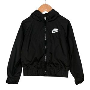 Toddler Boy Nike Hooded Athletic Windbreaker Zip Up Jacket (Black)